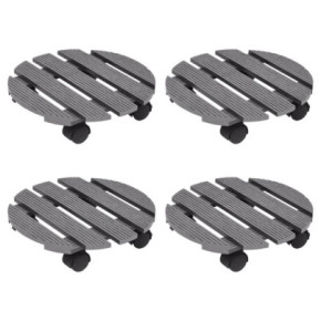 Cărucioare Plante cu Roti - Set 4 Buc - Gri - WPC