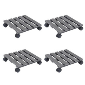 Cărucioare Plante cu Roti 360° - 4 buc., Gri, Capacitate 100kg