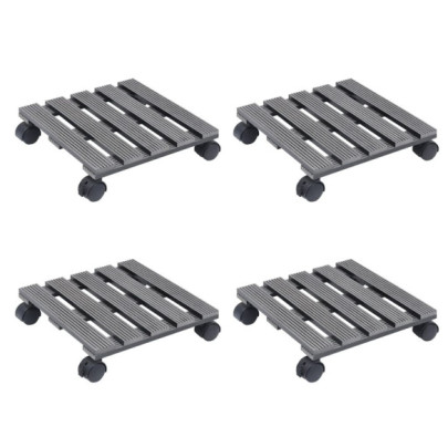 Cărucioare pentru plante - 4 buc. - gri - 30x30x7,5 cm - WPC