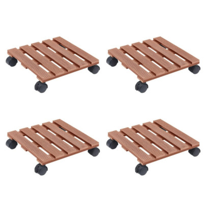 Cărucioare pentru plante - 4 buc. - maro - 30x30x7,5 cm - WPC