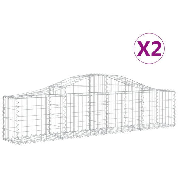 Coșuri Gabion Arcuite 2 Bucăți - Fier Galvanizat 200x30x40/60 cm