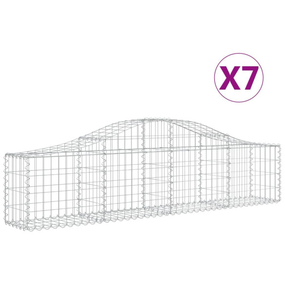 Coșuri Gabion Arcuite 7 Bucăți - Fier Galvanizat 200x30x40/60cm