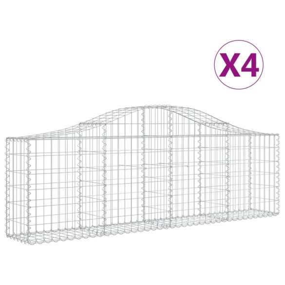 Coșuri Gabion Arcuite 4 Bucăți - Fier Galvanizat 200x30x60/80cm