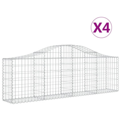 Coșuri Gabion Arcuite 4 Bucăți - Fier Galvanizat 200x30x60/80cm