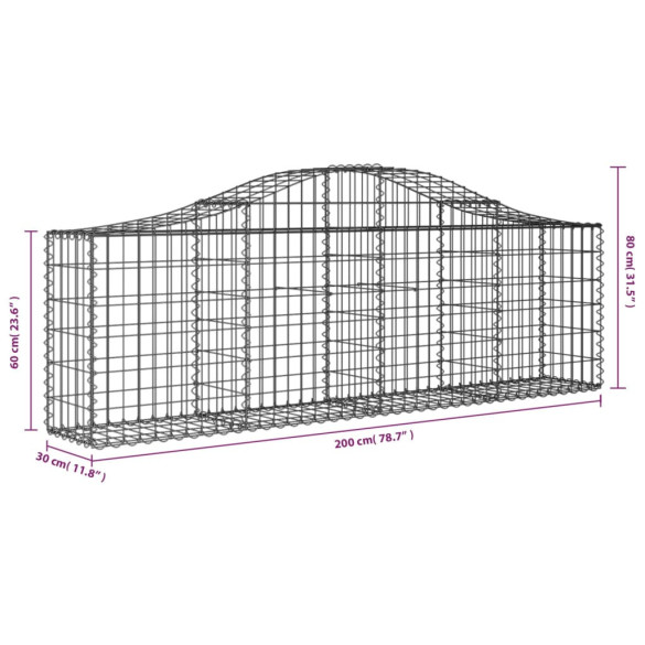 Coșuri Gabion Arcuite Fier Galvanizat - Gard Decorativ