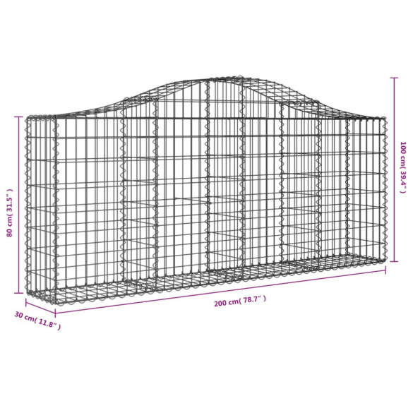 Set Coșuri Gabion Arcuite | Fier Galvanizat | Decor Grădină