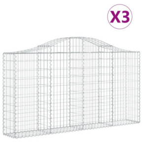 Coșuri Gabion Arcuite 3 buc - Gard Decorativ | Fier Galvanizat 2