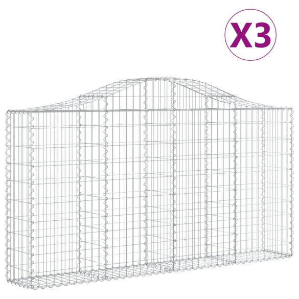Coșuri Gabion Arcuite 3 buc - Gard Decorativ | Fier Galvanizat