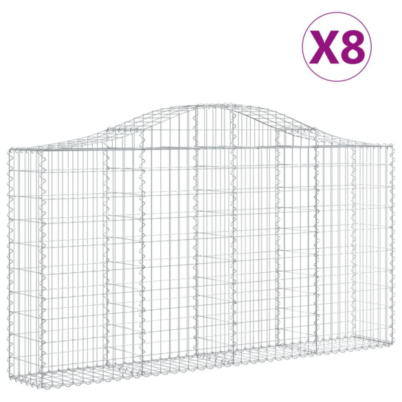 Coșuri Gabion Arcuite 8 buc - Gard Decorativ Fier Galvanizat