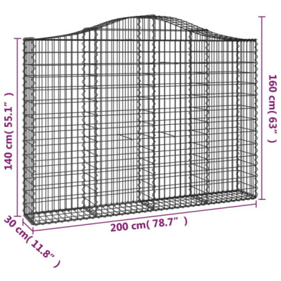 Coșuri Gabion Arcuite 3 buc - Fier Galvanizat | Livrare Gratuită