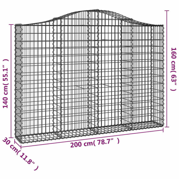 Coșuri Gabion Arcuite | Barieră Decorativă Grădină | Fier Galvanizat
