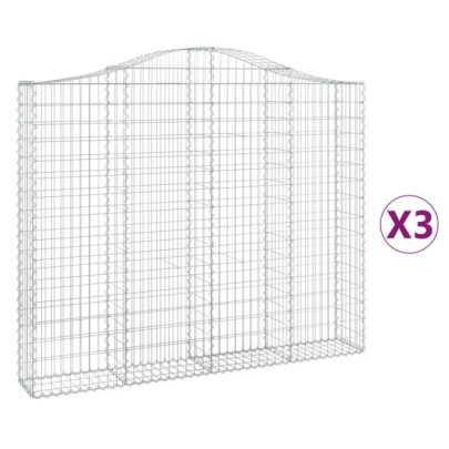 Coșuri Gabion Arcuite 3 Bucăți - Fier Galvanizat 200x30x160/180cm