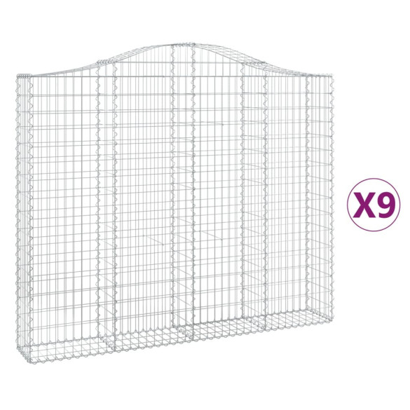 Coșuri Gabion Arcuite - Set 9 Bucăți - Fier Galvanizat Rezistent