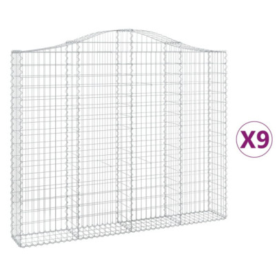 Coșuri Gabion Arcuite - Set 9 Bucăți - Fier Galvanizat Rezistent