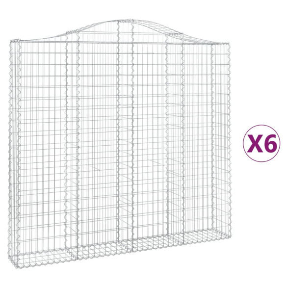 Coșuri Gabion Arcuite 6 Bucăți - Fier Galvanizat 200x30x180cm