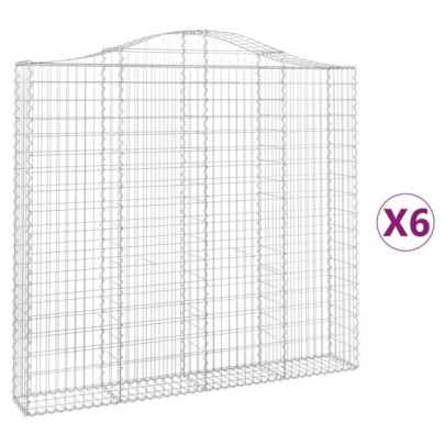 Coșuri Gabion Arcuite 6 Bucăți - Fier Galvanizat 200x30x180cm