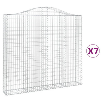 Set Coșuri Gabion Arcuite | Barieră Decorativă Grădină | Fier Galvanizat