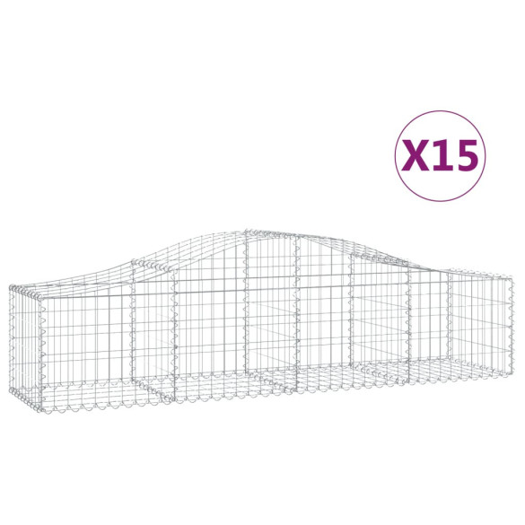 Coșuri Gabion Arcuite 15 buc - 200x50x40/60 cm - Fier Galvanizat