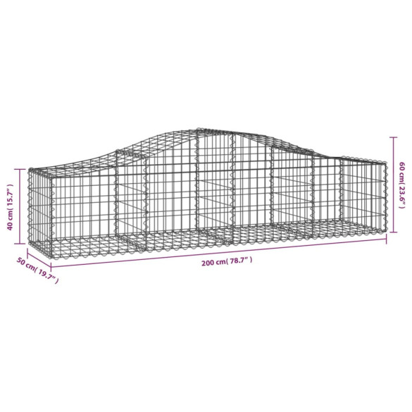 Coșuri Gabion Arcuite 15 buc - 200x50x40/60 cm - Fier Galvanizat