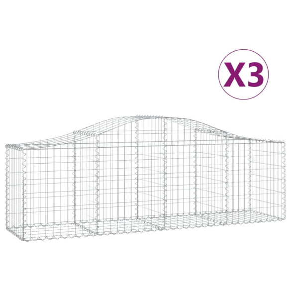 Coșuri Gabion Arcuite 3 buc - Fier Galvanizat Rezistent