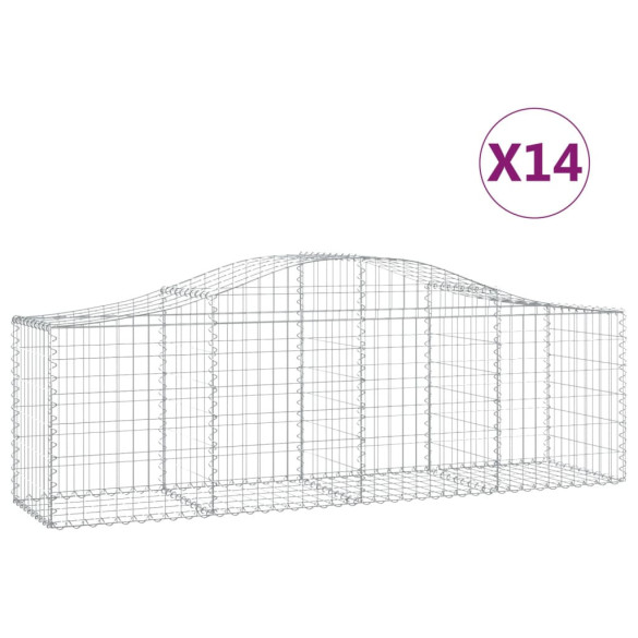 Coșuri Gabion Arcuite 14 buc - 200x50x60/80 cm - Fier Galvanizat