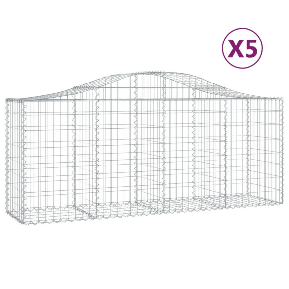 Coșuri Gabion Arcuite 5 buc - Fier Galvanizat | Livrare Gratuită