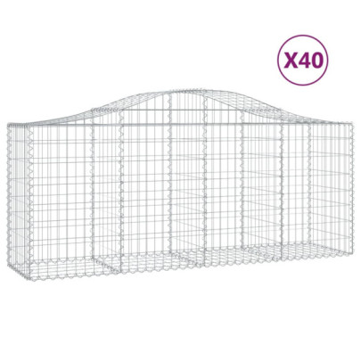Coșuri Gabion Arcuite 40 buc - Fier Galvanizat 200x50cm