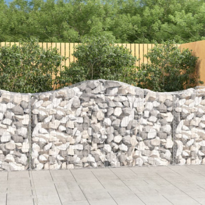 Coșuri Gabion Arcuit - 2 Bucăți, Fier Galvanizat | Decor Grădină