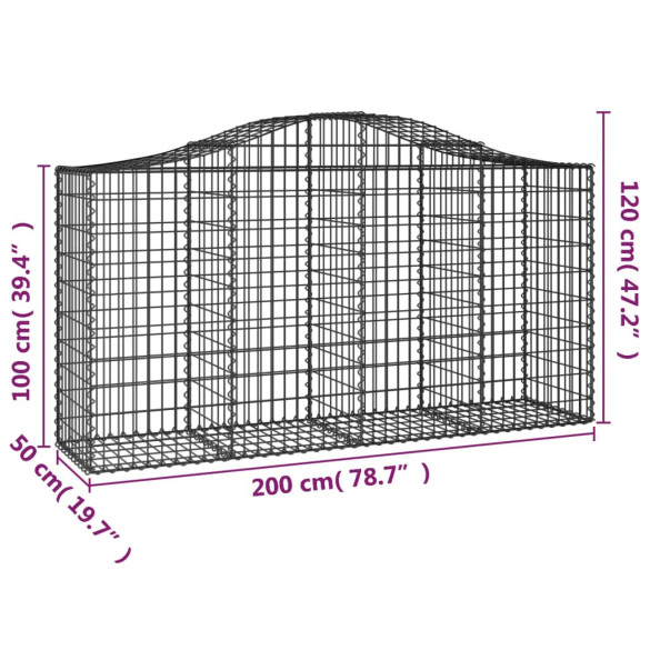 Coșuri Gabion Arcuite Fier Galvanizat - Set 7 Bucăți