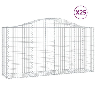 Coșuri Gabion Arcuite 25 buc - Gard Fier Galvanizat 200x50cm