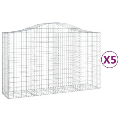 Coșuri Gabion Arcuite 5 buc - Gard Decorativ | Fier Galvanizat