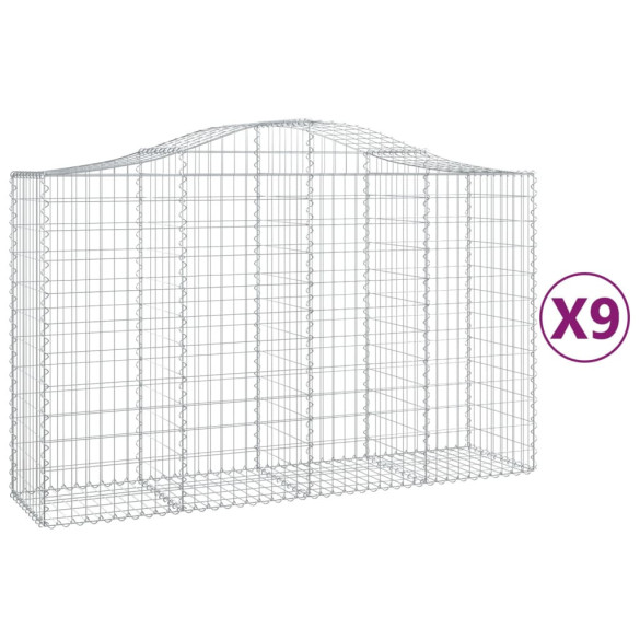 Set 9 Coșuri Gabion Arcuite - Fier Galvanizat | Livrare Gratuită