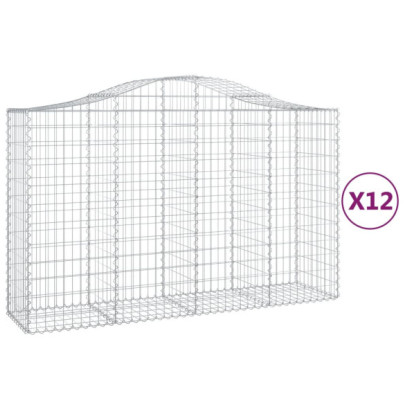 Coșuri Gabion Arcuite 12 buc - Fier Galvanizat | Gard Decorativ