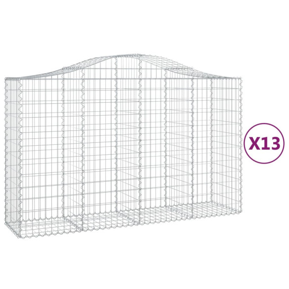 Set 13 Coșuri Gabion Arcuite - Fier Galvanizat 200x50cm