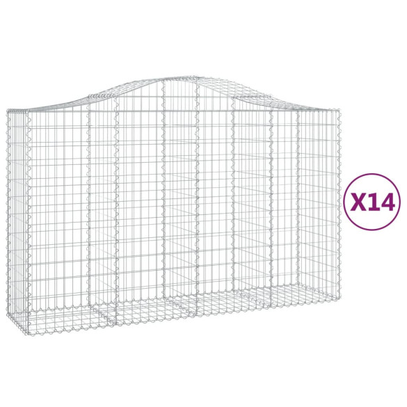 Coșuri Gabion Arcuite - Set 14 bucăți - Fier Galvanizat