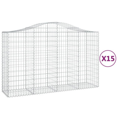 Coșuri Gabion Arcuite 15 buc - 200x50x120/140 cm