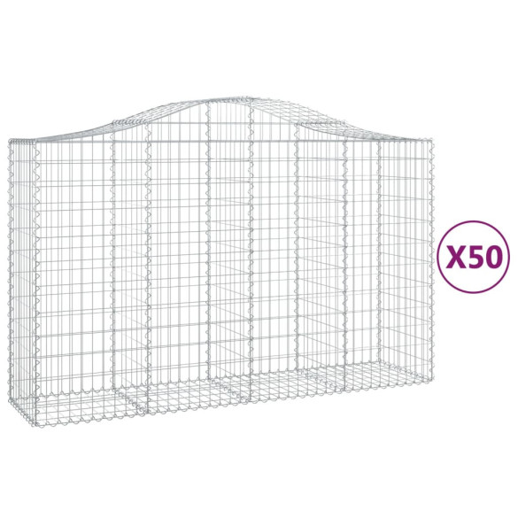 Coșuri Gabion Arcuite 50 buc - Fier Galvanizat - Livrare Gratuită