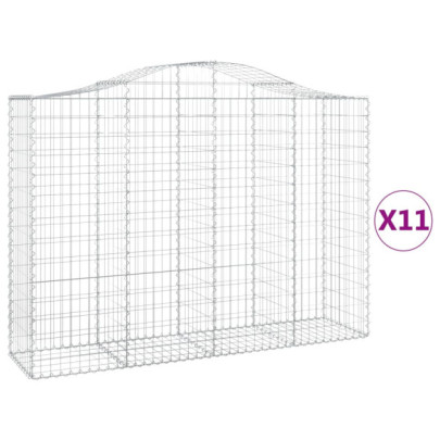 Set Coșuri Gabion Arcuite | Barieră Decorativă Grădină | Fier Galvanizat