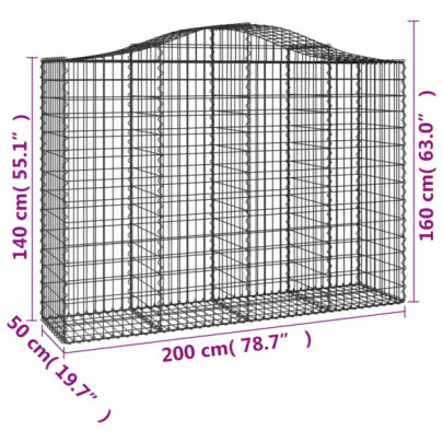 Coșuri Gabion Arcuite 12 bucăți - Fier Galvanizat 200x50cm