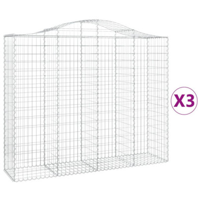 Set 3 Coșuri Gabion Arcuite | Fier Galvanizat | Decor Grădină