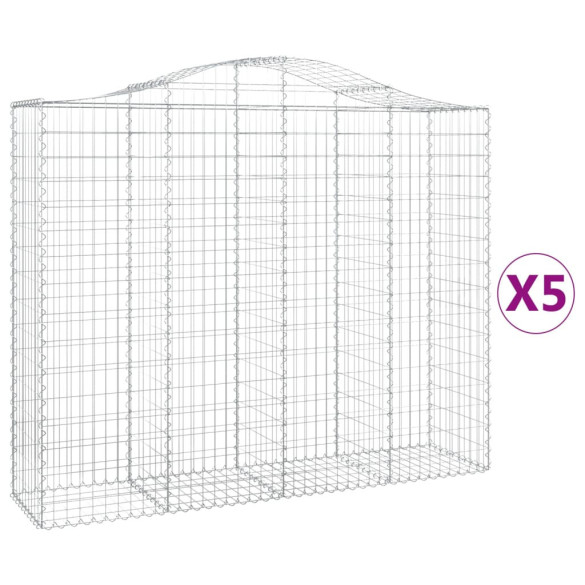Set 5 Coșuri Gabion Arcuite | Fier Galvanizat | Decor Grădină