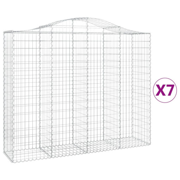 Set 7 Coșuri Gabion Arcuite - Gard Decorativ Fier Galvanizat