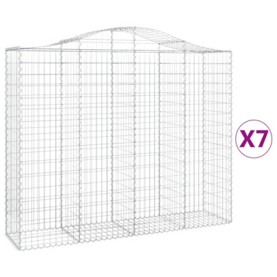 Set 7 Coșuri Gabion Arcuite - Gard Decorativ Fier Galvanizat