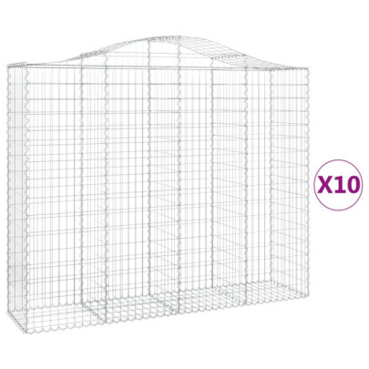 Coșuri Gabion Arcuite 10 buc - Fier Galvanizat 200x50cm