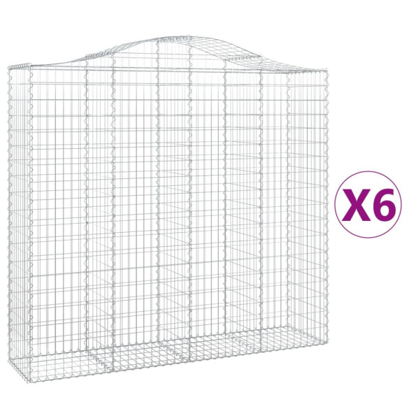 Coșuri Gabion Arcuite 6 Bucăți - Fier Galvanizat 200x50cm