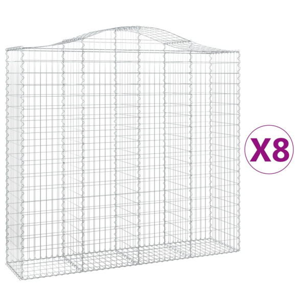 Coșuri Gabion Arcuite Fier Galvanizat - Set 8 Bucăți