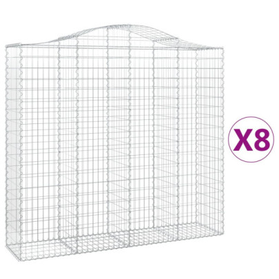 Coșuri Gabion Arcuite Fier Galvanizat - Set 8 Bucăți