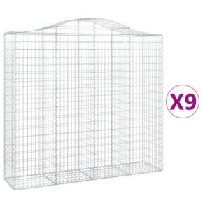 Coșuri Gabion Arcuite 9 Bucăți - Fier Galvanizat 200x50cm 2