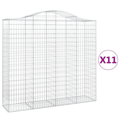 Coșuri Gabion Arcuite 11 bucăți - Fier Galvanizat 200x50cm