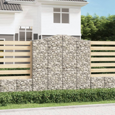 Coșuri Gabion Arcuite | 2 bucăți | Fier Galvanizat | Gard Decorativ